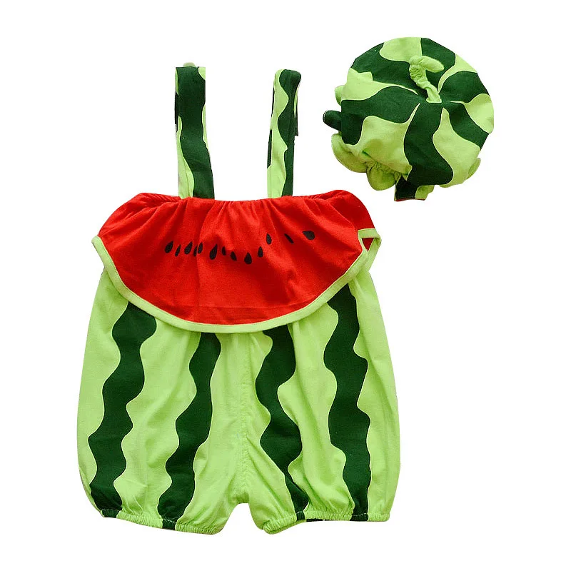 2020 Summer Infant Jumpsuit Newborn Baby Boy Girl Clothes Animal Molding Tiger Watermelon Rompers+Hat Costumes 2Pcs Outfits Sets images - 6