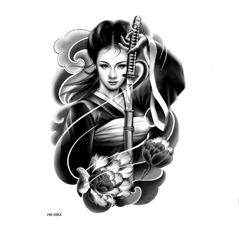 Женский воин с мечом водонепроницаемая Временная тату-наклейка татуировки на
