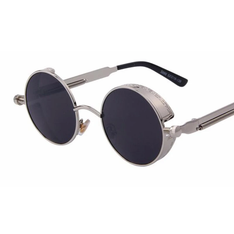 

black round steampunk Sunglasses men fashion brand designer luxury classic retro mirror sun glasses women circle glasses oculos