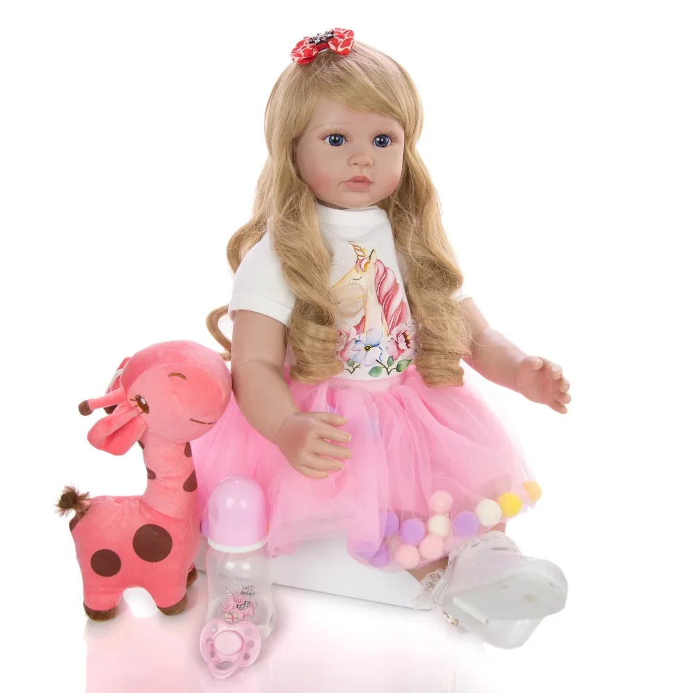 24 &quotмодные длинные кудрявые волосы принцесса Reborn Baby Doll игрушки большой размер