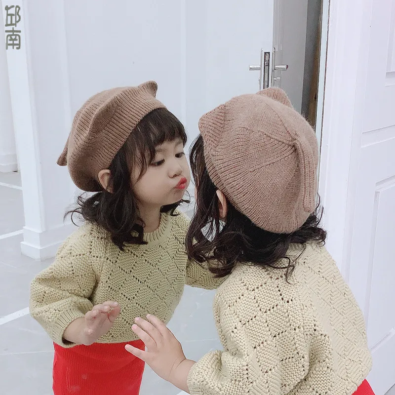 

Детский скандинавский вязаный головной убор для девочек, детский берет, кепки, восьмиугольная Одежда для новорожденных, реквизит для фотос...