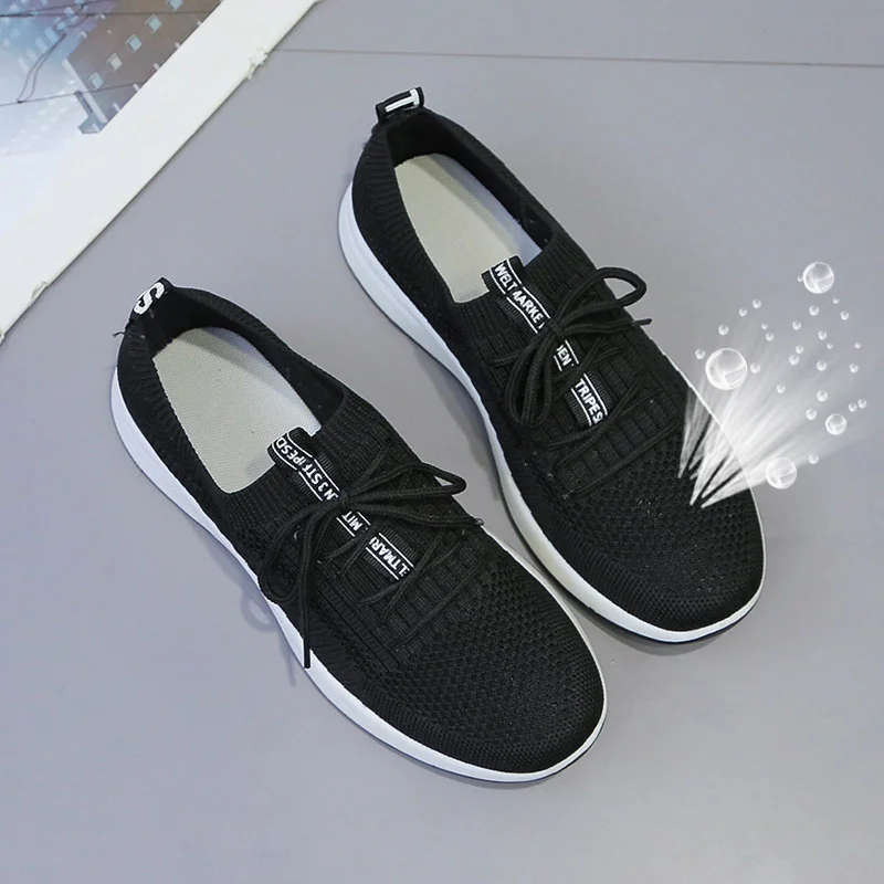 

Breathable Lightweight Casual Running Shoes Mesh Sneakers Women's Flying Knitting Shoes 2021 Summer New