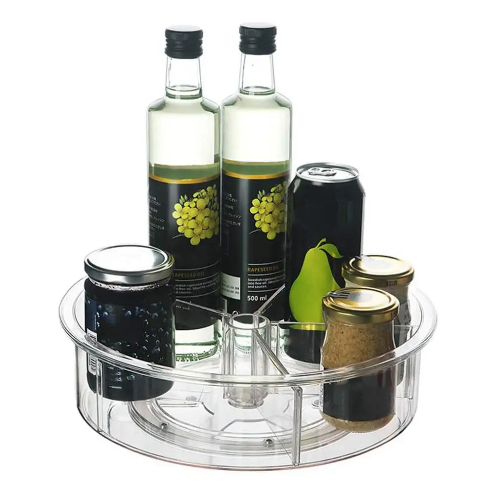 

12 Inch Spice Drink Cosmetic Storage Rack PET Transparent Turntable for Kitchen Bathroom Turntable Spice Storage Container