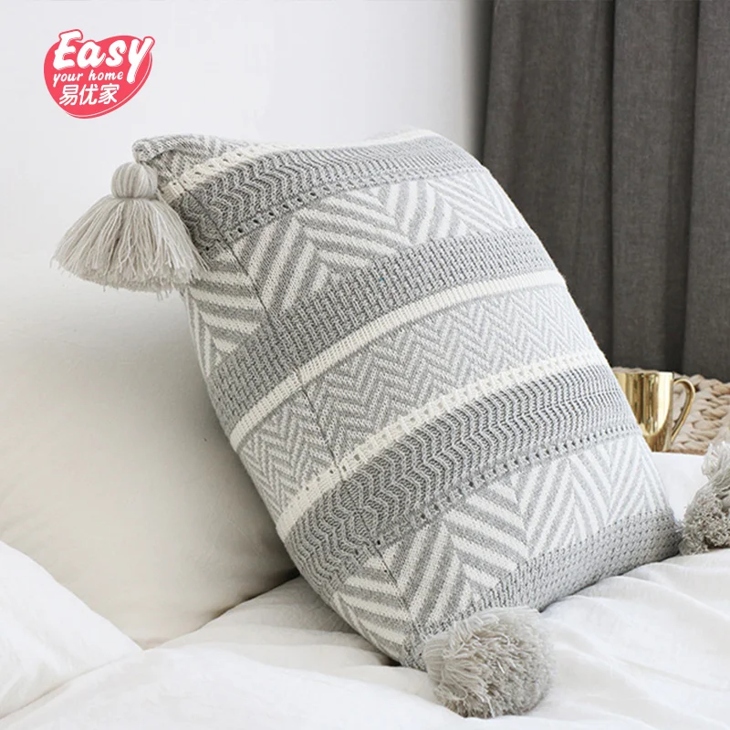 Роскошный геометрический Хлопковый чехол для подушки ручной вязки осенний 45*45