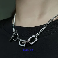 erer genderless neutral silver titanium steel necklace men and women splicing elements street holiday party gift clavicle chain