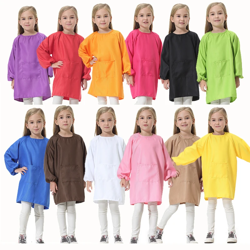 Детский фартук с рисунком комбинезон из полиэстера длинным рукавом принтом