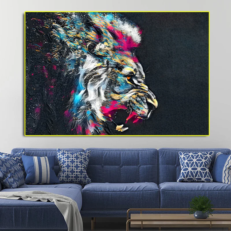 Картина для гостиной Живопись Животные абстрактные граффити акварель дикого