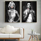 Рисунок на холсте красивый и красивый человек с татуировкой, плакат, картина на черно-белую стену, художественная декоративная роспись, тканевые картины