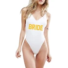 Пикантный слитный купальник с надписью для невесты, купальники, женские перекрестные бандажи, пляжная одежда, монокини для девушек, купальный костюм, свадебная вечеринка