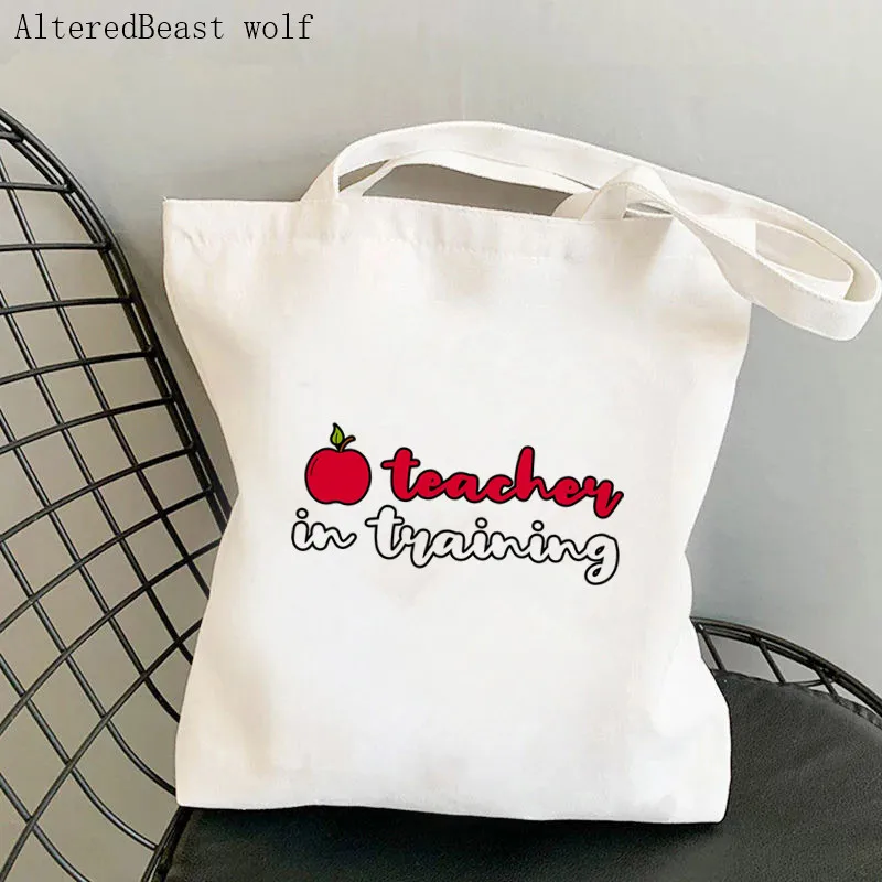 

Women Shopper bag Teacher Training Printed Kawaii Bag Harajuku Shopping Canvas Shopper Bag girl handbag Tote Shoulder Lady Bag