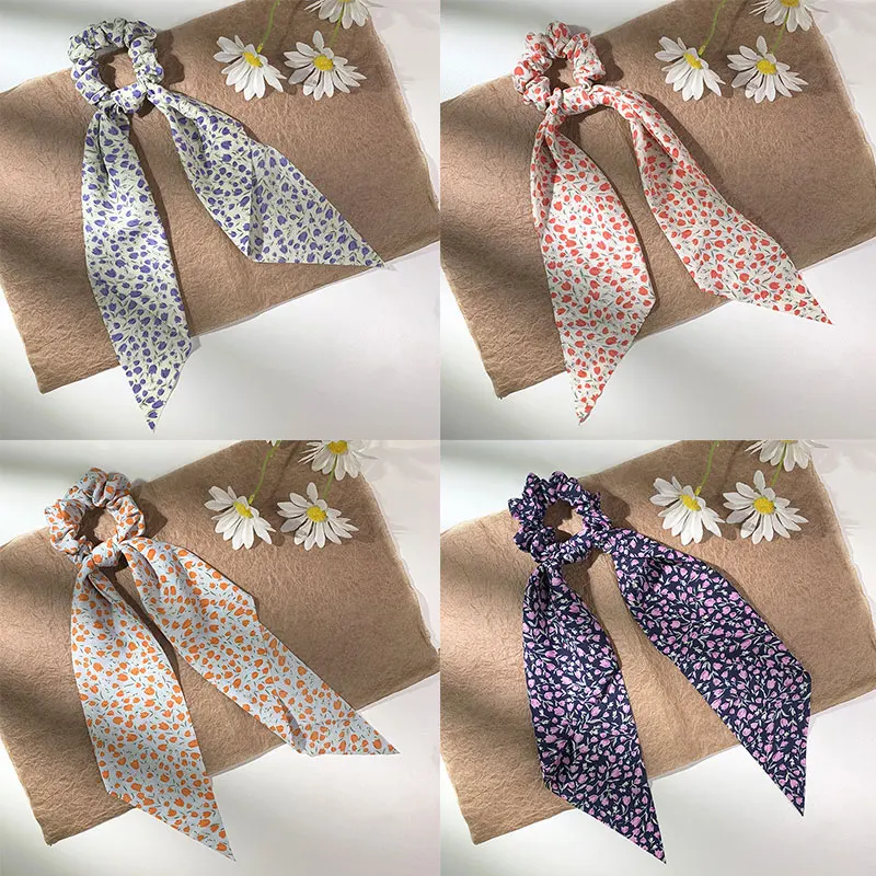 

Floral Streamers Long Hair Ties Women Hair Scarf Scrunchies Elastic Hair Ribbon Bands Hair Accessories Fashion Bow Hair Rope