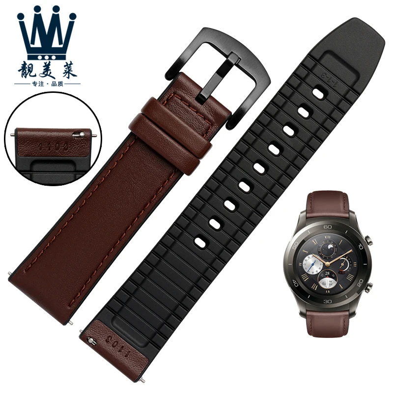 22 мм Натуральная кожа + Силиконовый ремешок для часов Huawei watch 2 Pro/GT ticvatc2in 1 модный