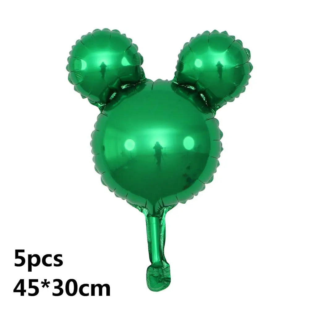dark green GIHOO 5 шт. 10 шт. Мини Микки голова Алюминиевая Фольга Воздушный шар с Минни-Маус игрушки мультфильм воздушный шар Дети День рождения украшения - Цвет: dark green