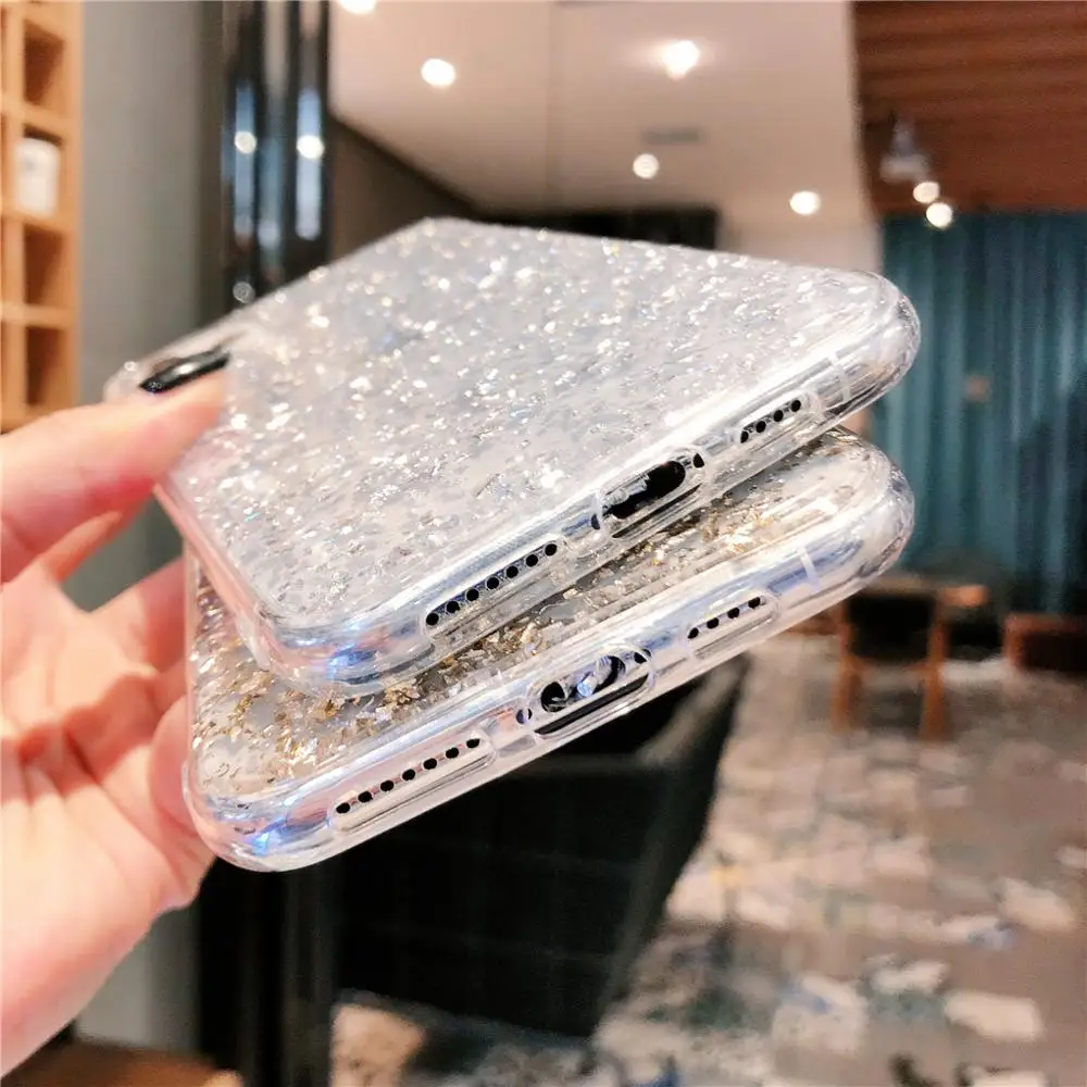 Блестящий чехол из золотой фольги для телефона iPhone 10 11 Pro XS Max XR X 8 7 6 6S Plus