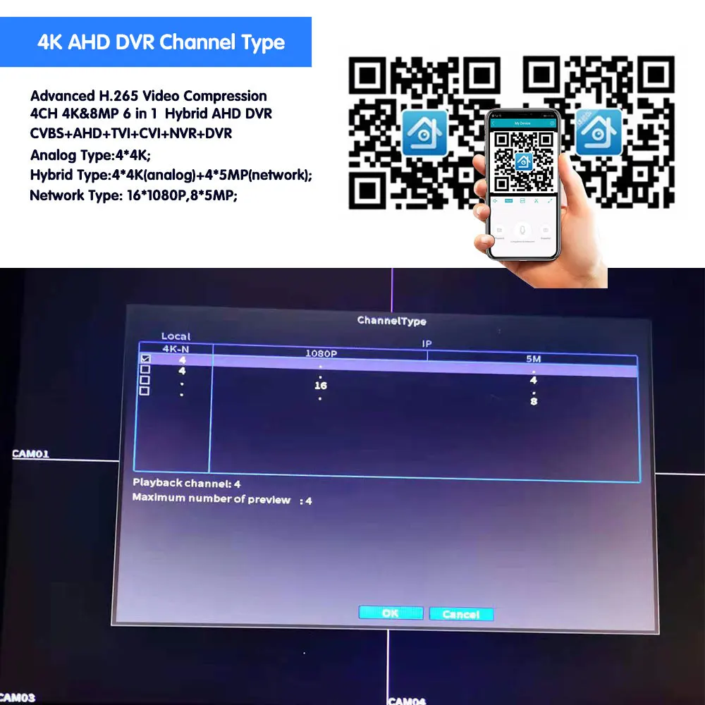 oh eyes 8 0mp ahd dvr 4ch 6 in 1 hybrid security recorder for 4k 8mp 5mp 4mp 1080p ahd tvi cvi analog camera motion detection free global shipping