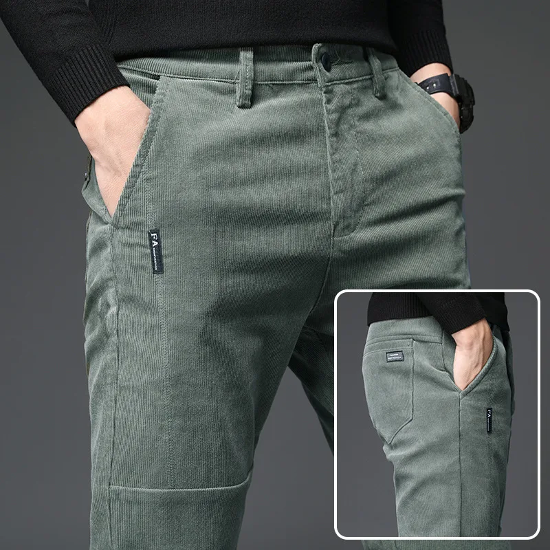 

DIMI Man Regular Skinny Fit Thick Trousers Black Brown Coffee Green Pant Male Big size Winter Brand New Corduroy Casual Pants