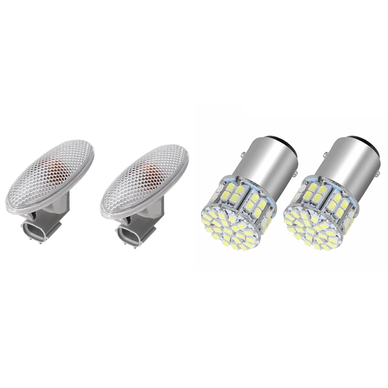 

2Pcs 6000K White 1157 50SMD Tail Brake LED Lights Bulb 12V with 2Pcs Turn Signal Light for Toyota Corolla/RAV4 06-13