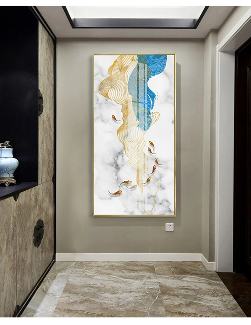 Абстрактная Золотая Рыба холст искусство Современная фотография для гостиной