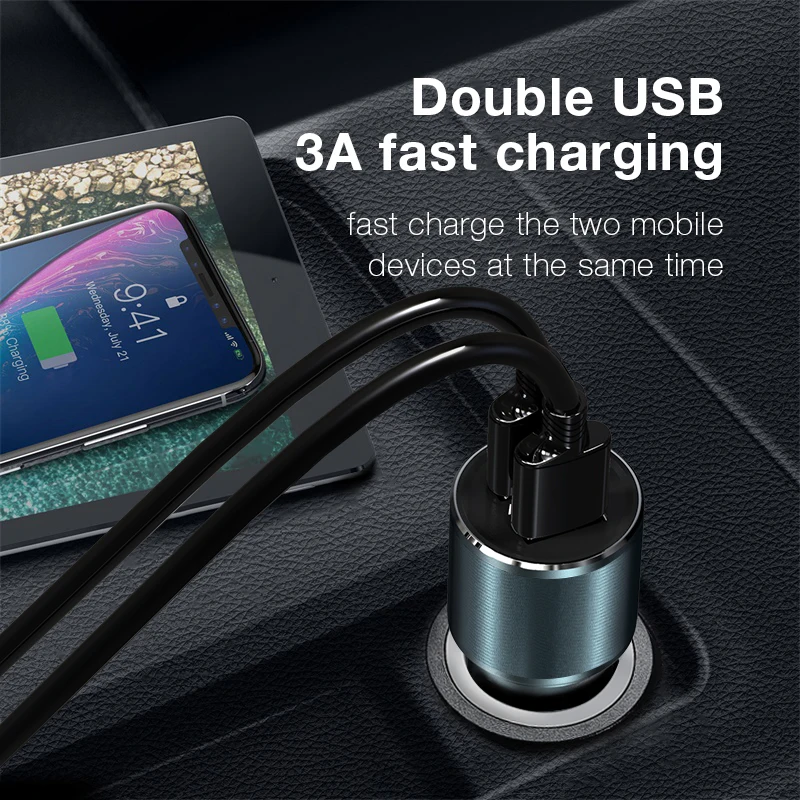 Suntaiho Mini Dual USB Автомобильное зарядное устройство для iPhone 11 Pro Max Samsung Xiaomi Huawei QC 3 0 5A