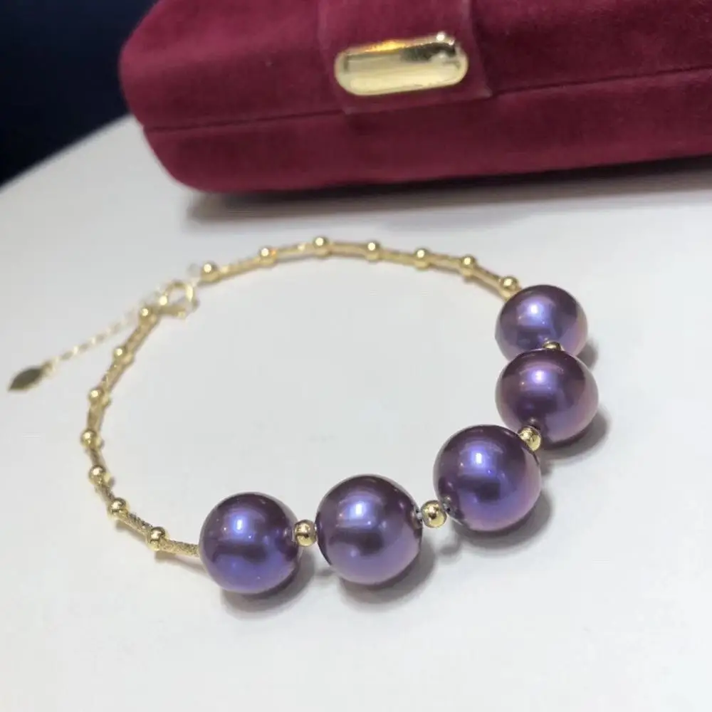 D325 жемчуг 10-9 мм ювелирные украшения 18 К золото натуральный пресноводный