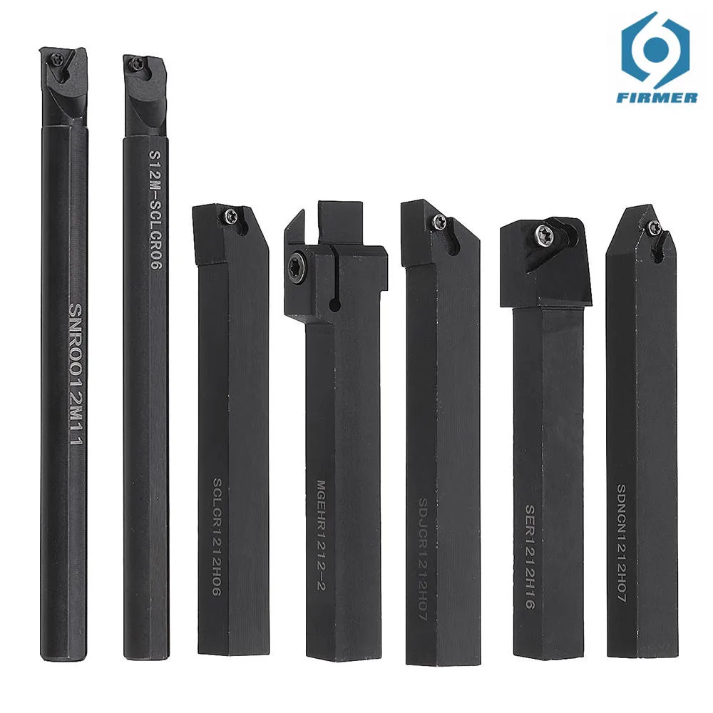 

7 Set 12mm Shank 45HRC Lathe Boring Bar Turning Tool Holder Set With Carbide Inserts For Semi-finishing and Finishing Operations