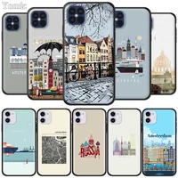 amsterdam city poster silicone case for apple iphone 7 12 mini 11 pro 6 xr 8 6s plus x xs max black soft mobile phone bag cover