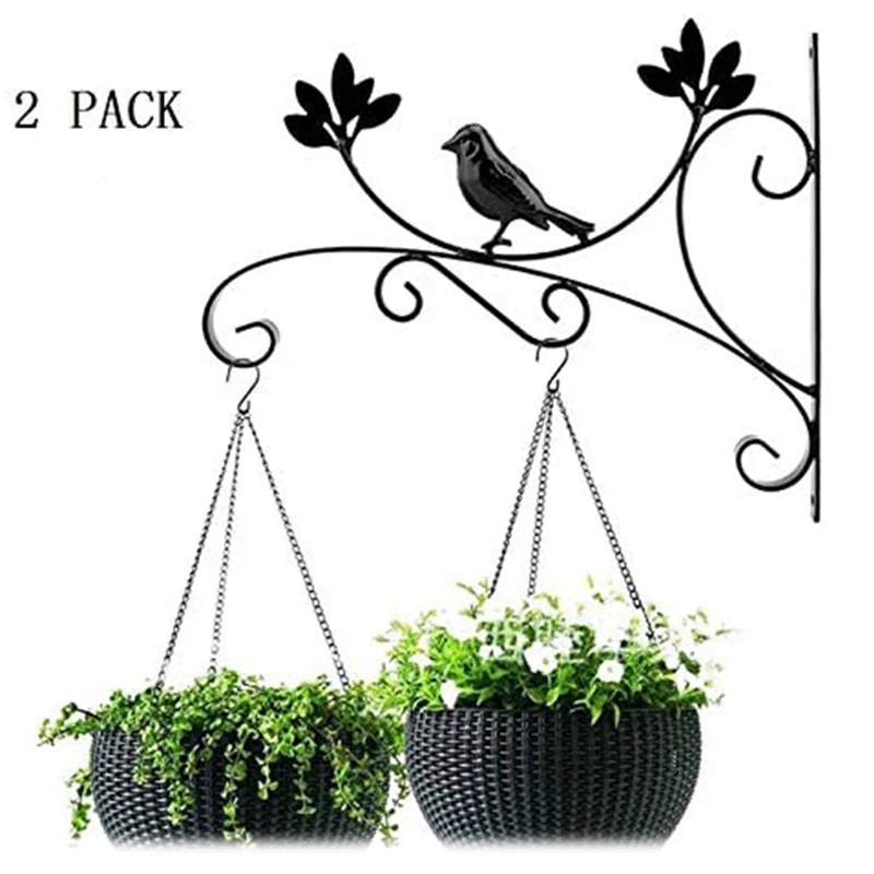 

2PCS Hanging Basket Plant Hook Metal Outdoor Garden Heavy Duty Wall Hook for Planter Flower Hanger Bird Feeder