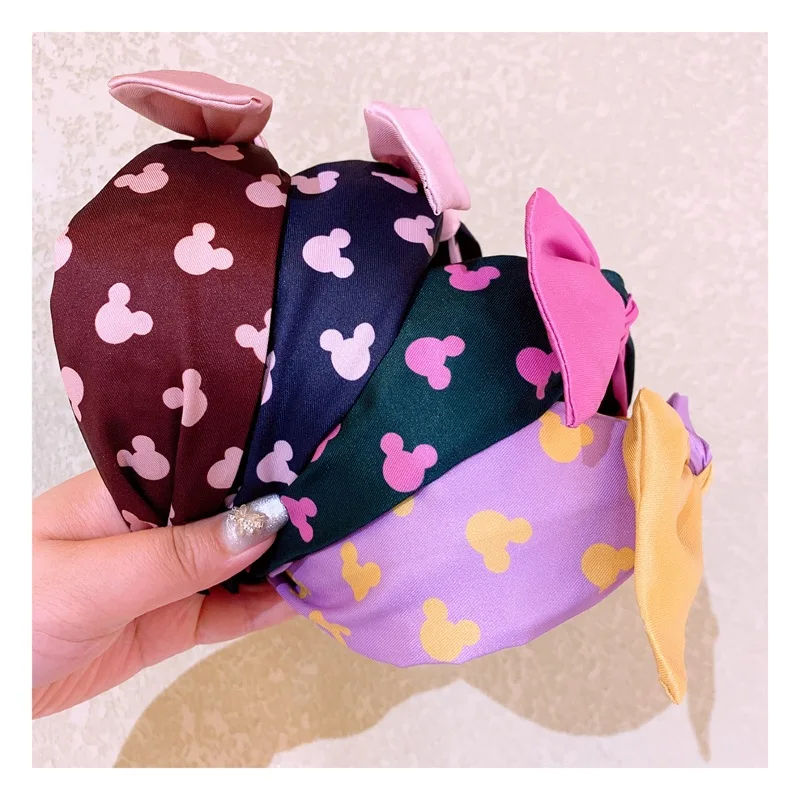 

Disney cartoon retro silk positioning printing Mickey bow cute all-match headband