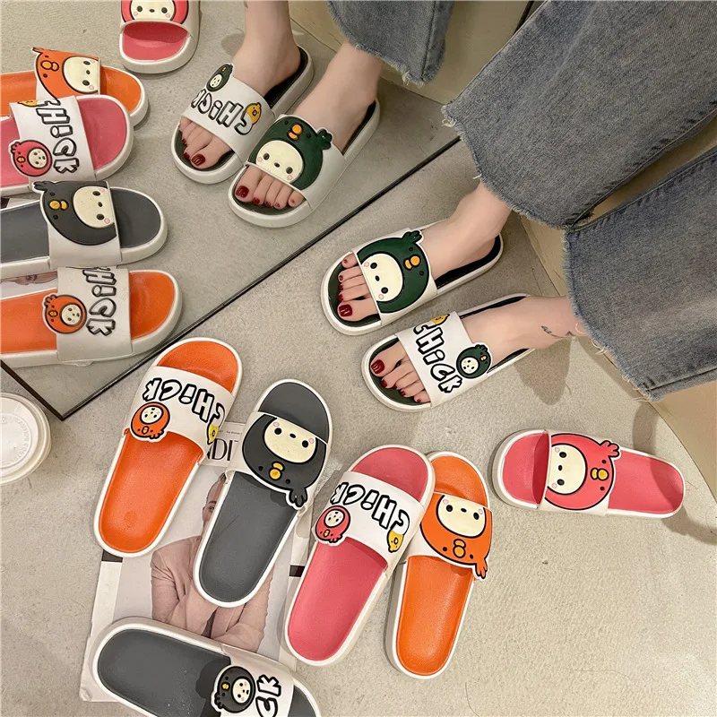 

New slippers ladies slippers summer cartoon cute indoor and outdoor wear soft bottom couples home home sandals