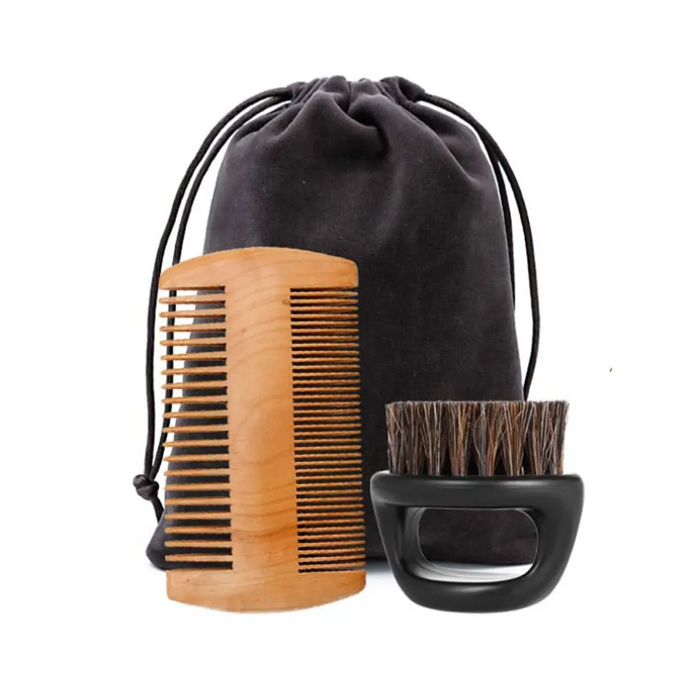

Beard Comb Brush Set Kit Solid Wood Boar Bristle Handle For Face Grooming Removing Combing Beard Comb Beard Brush And Comb Set