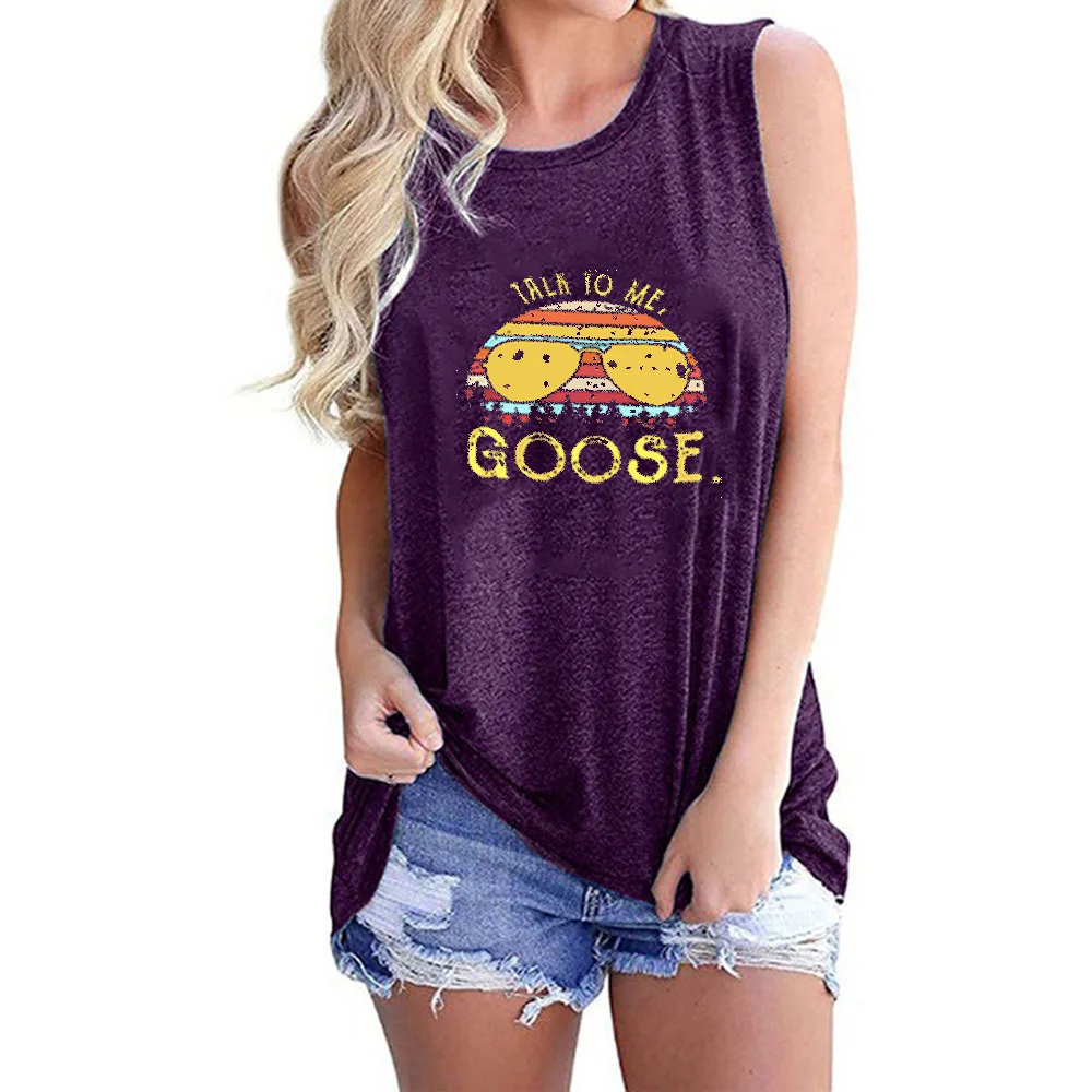 

Loose Tank Women Sleeveless T-Shirt Fashion Letter Printed Top Summer Vest Casual Vintage Female Streerwear Tops Plus Size