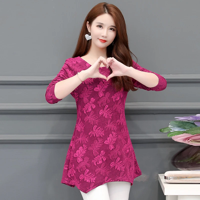 rose red 5XL размера плюс женские красные блузки Модные осенние элегантные с длинным рукавом одноцветные рубашки женские повседневные топы blusas femininas - Цвет: rose red
