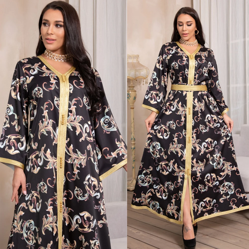 

2022 марокканское кафтан, вечернее длинное платье, Турция, Дубай, женская Абая, мусульманская скромная одежда, Бангладеш, черные абаи, платья, ...