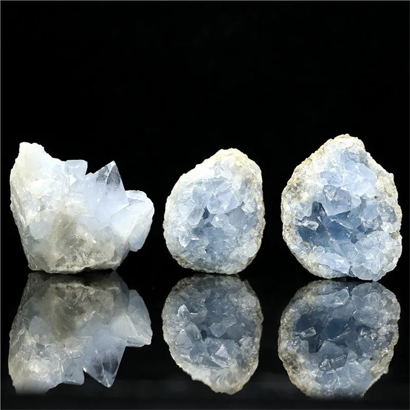 

1PC Natural Celestine Stone Cluster Minerals Specimens Sky Blue Raw Rough Crystal Hole Reiki Healing Stone Home Decor Ornaments