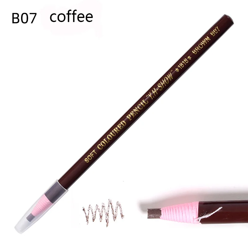 Coffee 1 шт. Водостойкий карандаш для бровей, резка, натуральный стойкий карандаш для бровей, черный, коричневый, кофейный, микроблейдинг, Перманентный макияж для бровей - Цвет: Coffee