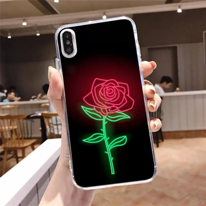 

Glowing rose in the dark high quality Phone Case Transparent for iPhone 6 7 8 11 12 s mini pro X XS XR MAX Plus