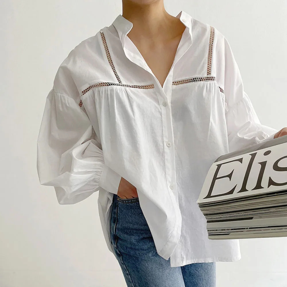 

Женская однобортная блузка, Повседневная однобортная блузка с круглым вырезом и длинным рукавом, корейская мода, осень 2021