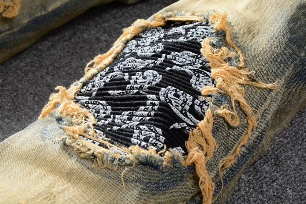 Новые мужские модные повседневные винтажные джинсы со складками облегающие