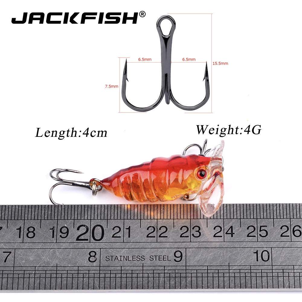 

JACKFISH 1Pcs Insects fishing Lure 4cm/5g Fishing Bait Bass cicada iscas artificiais para pesca Crankbait fishing tackle