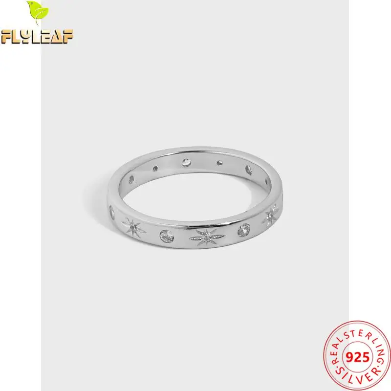 

925 Sterling Silver Stars Zircon Open Rings For Women High Quality Female Fine Jewelry