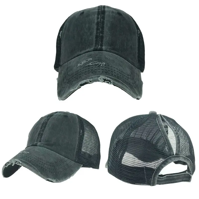 Для женщин Винтаж вытертые Бейсбол Кепки из сетчатого материала в стиле пэчворк