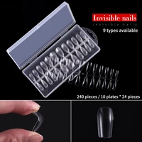 1 box transparent false nail art tips 240 tips french artificial acrylic uv gel fake nails diy designs manicure tools 9 types