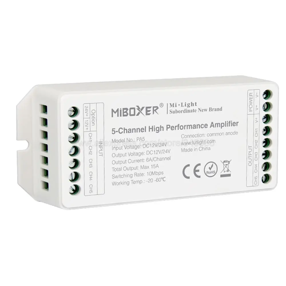 Miboxer PA5 DC12V 24V Max. 15A 5 Channle 6A/CH высокопроизводительный светодиодный Усилитель