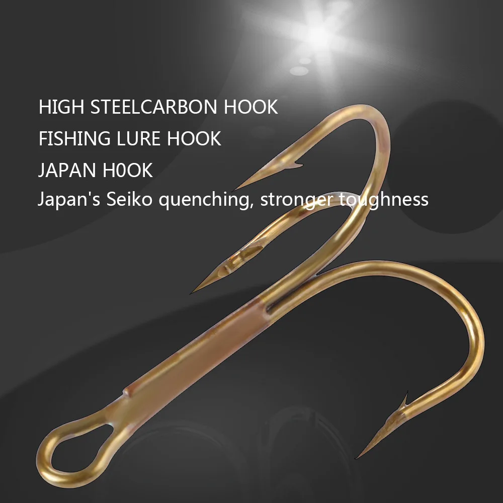 FISH KING 20pcs/pack Fishing Hook High Carbon Steel Treble Overturned Hooks Fishing Tackle Super Sharp Triple Hooks For Bass