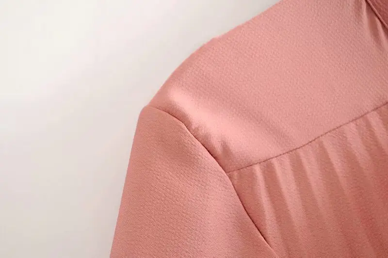 Женское милое розовое плиссированное платье миди с бантом и воротником рукав три