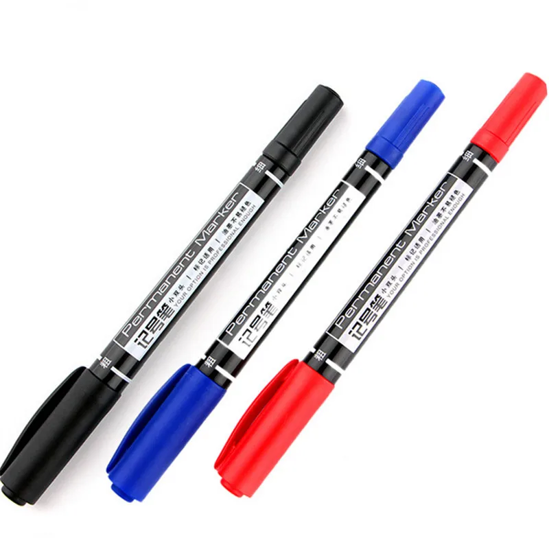 

High quality 6824 Waterproof permanent dual tip 0.5/1.0 mm Nib Black blue red Art Marker Pens Student school office stationery