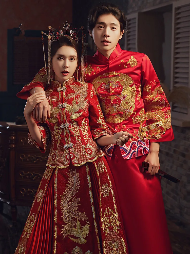 FZSLCYIYI Suzhou свадебное платье с вышивкой традиционное китайское свадебное платье невесты Hanfu мужской женский костюм свадебное платье