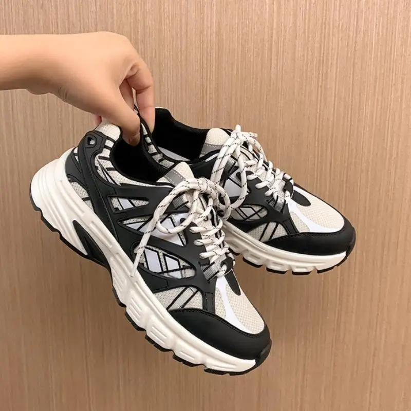 

RIZABINA New Sneakers Women Mix Color Lace Up Women Spring Autumn Shoes Fashion Cool Sneakers Women Size 35-39