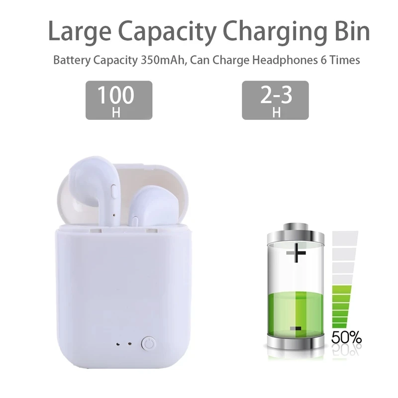 Беспроводные наушники i7 Mini 2 TWS Bluetooth 5 0 матовые вкладыши с зарядным боксом