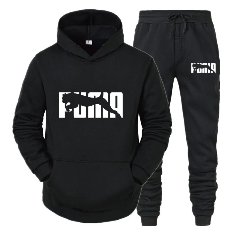 

Men Women Casual Sweatshirt Suit Autumn Winter Solid Color Pullover and Long Pant 2-piece Set Men Slim Fleece Jogger Sports Suit